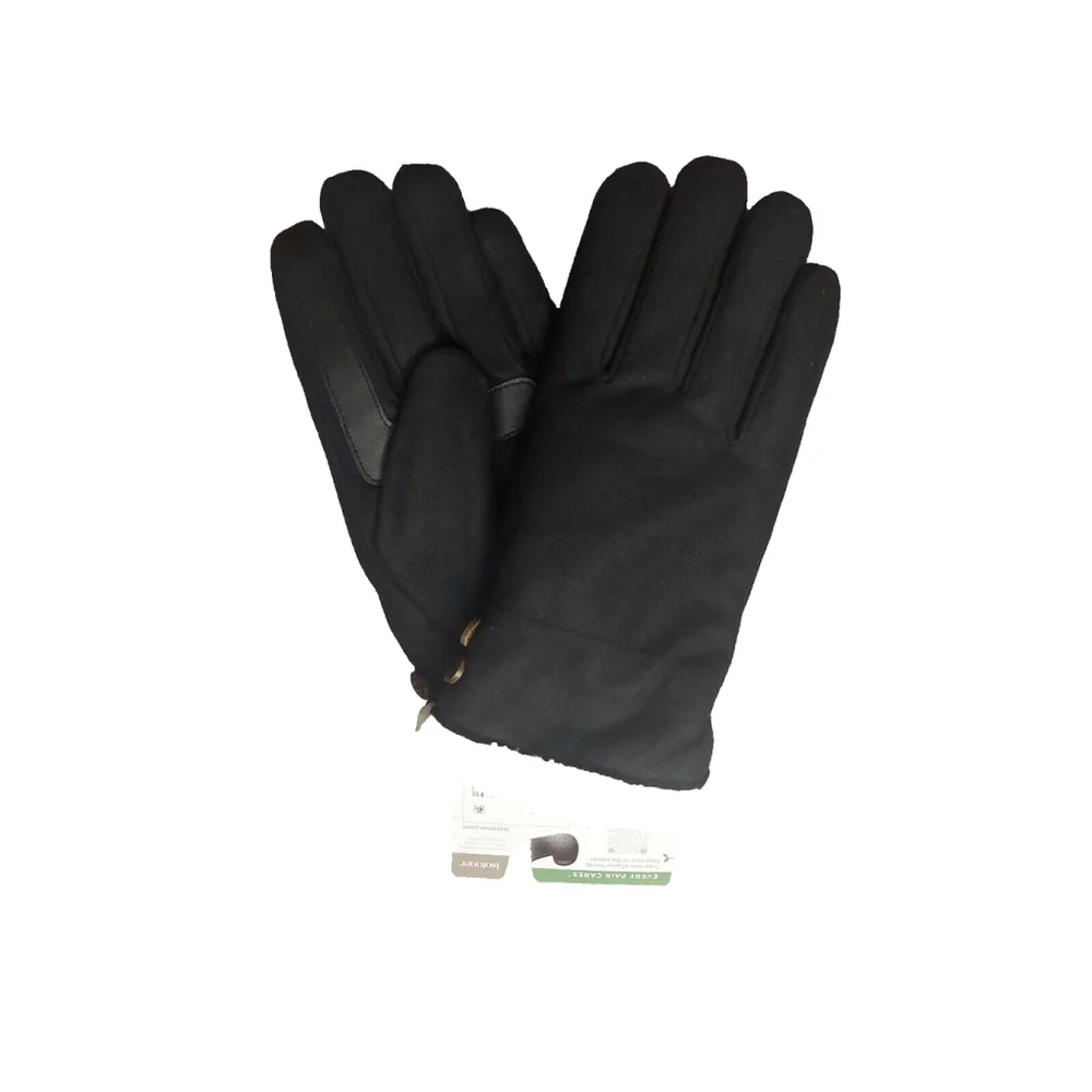 Isotoner Signature Microsuede Water-Repellent Black Gloves Fuzzy Cuffs XL NWT
